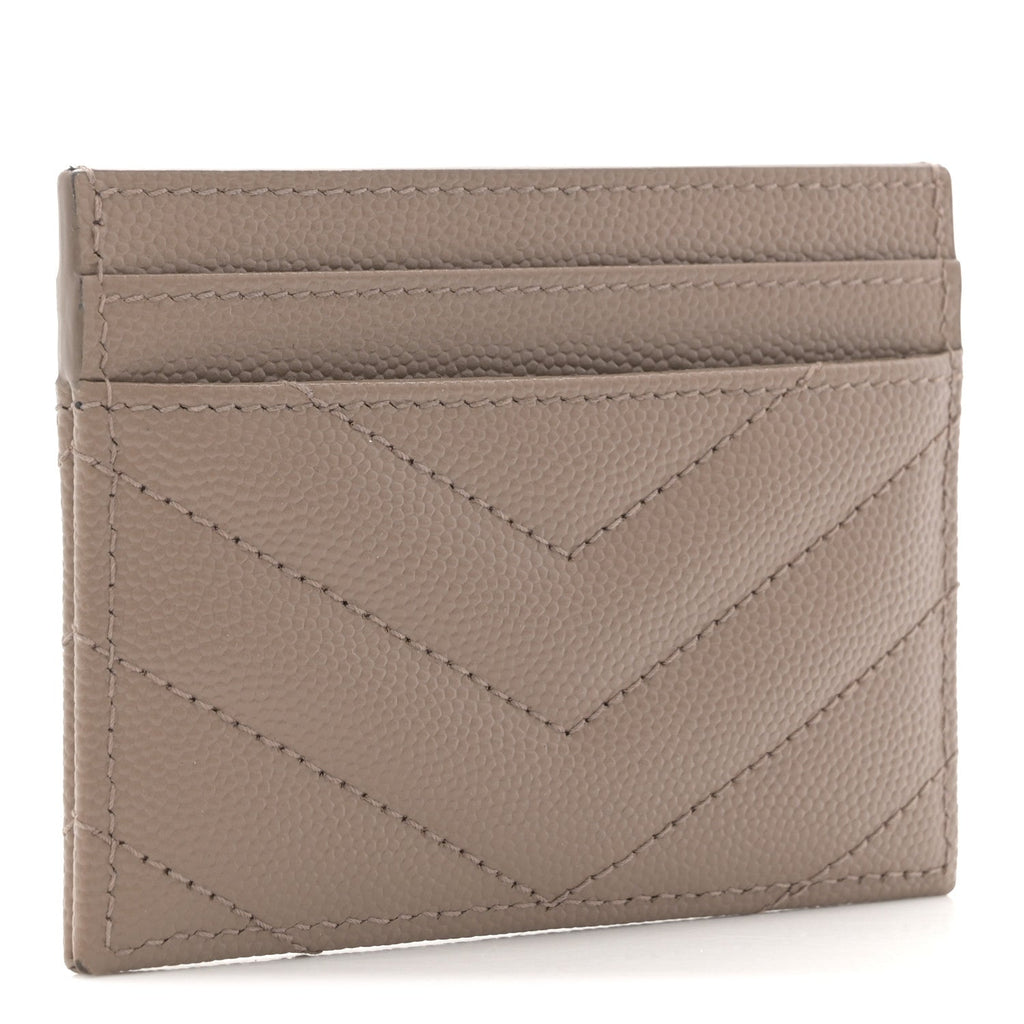 Grain De Poudre Matelasse Chevron Monogram Credit  Case Taupe