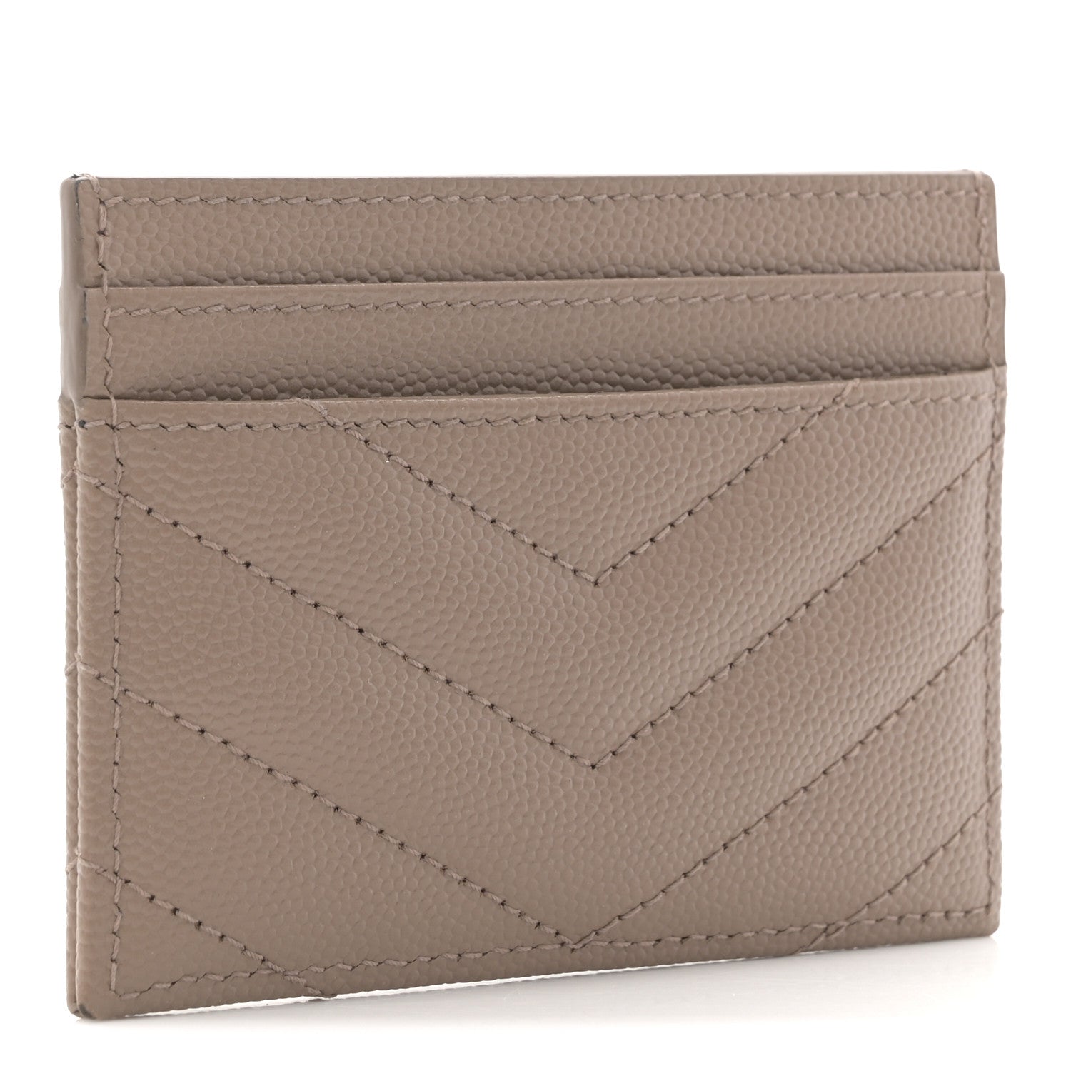 Grain De Poudre Matelasse Chevron Monogram Credit  Case Taupe