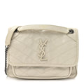 Crinkled Calfskin Matelasse Monogram Baby Niki Chain Satchel Blanc Vintage