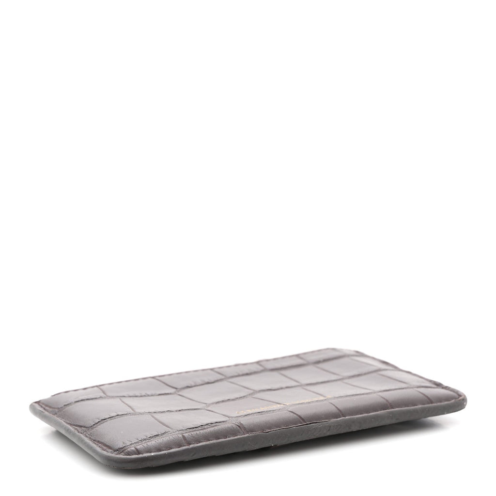 Calfskin Crocodile Embossed  Holder Wallet Burgundy