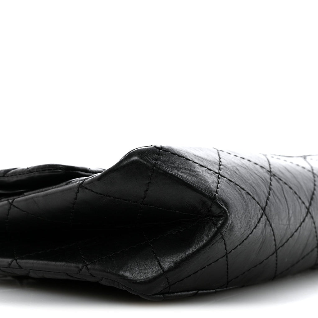 Aged Calfskin Quilted 2.55 Reissue 227 Flap Black