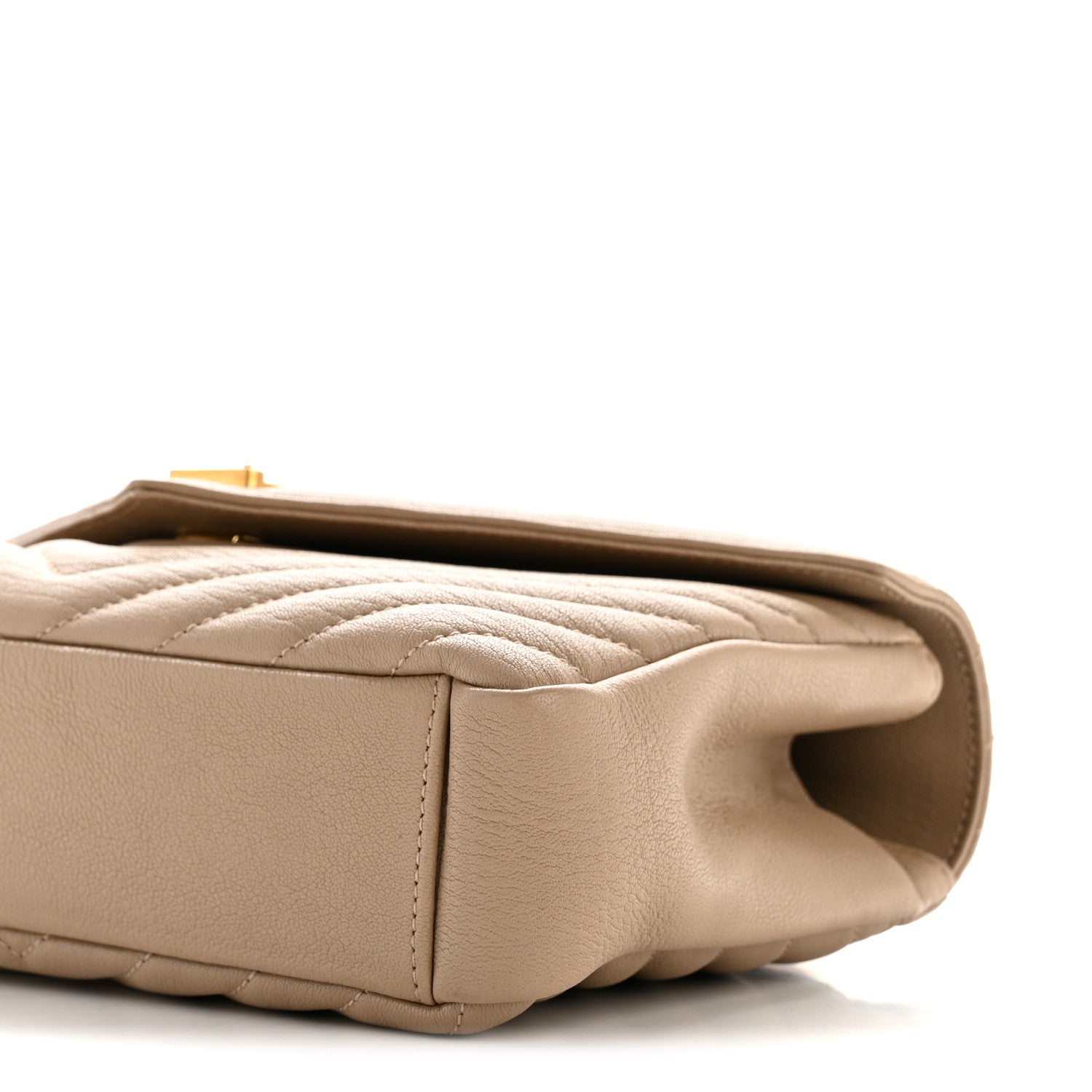 Sheepskin Matelasse Chevron Monogram Medium College Bag Dark Beige