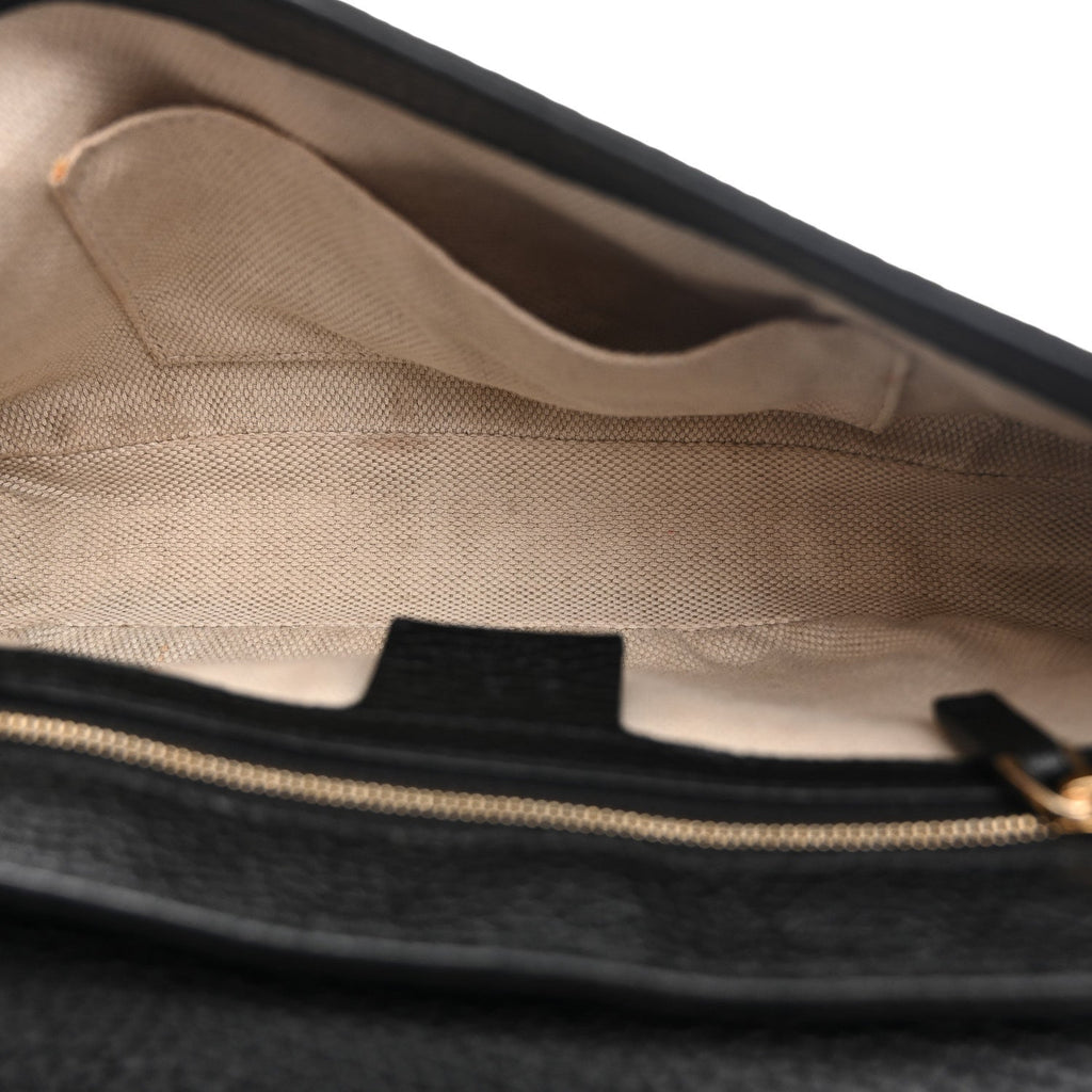 Pebbled Calfskin Medium Soho Flap Crossbody Black