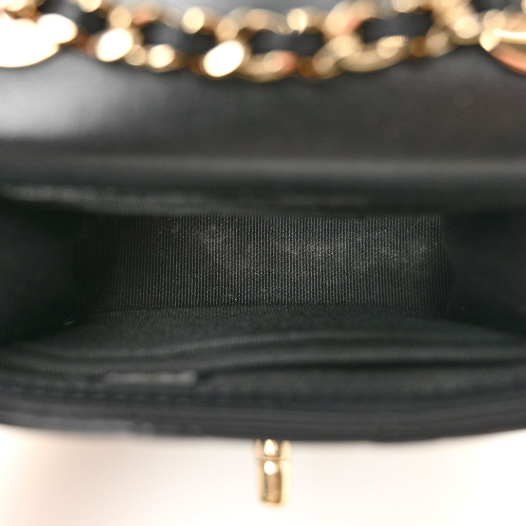 Lambskin Quilted Trendy CC  Holder On Chain Black