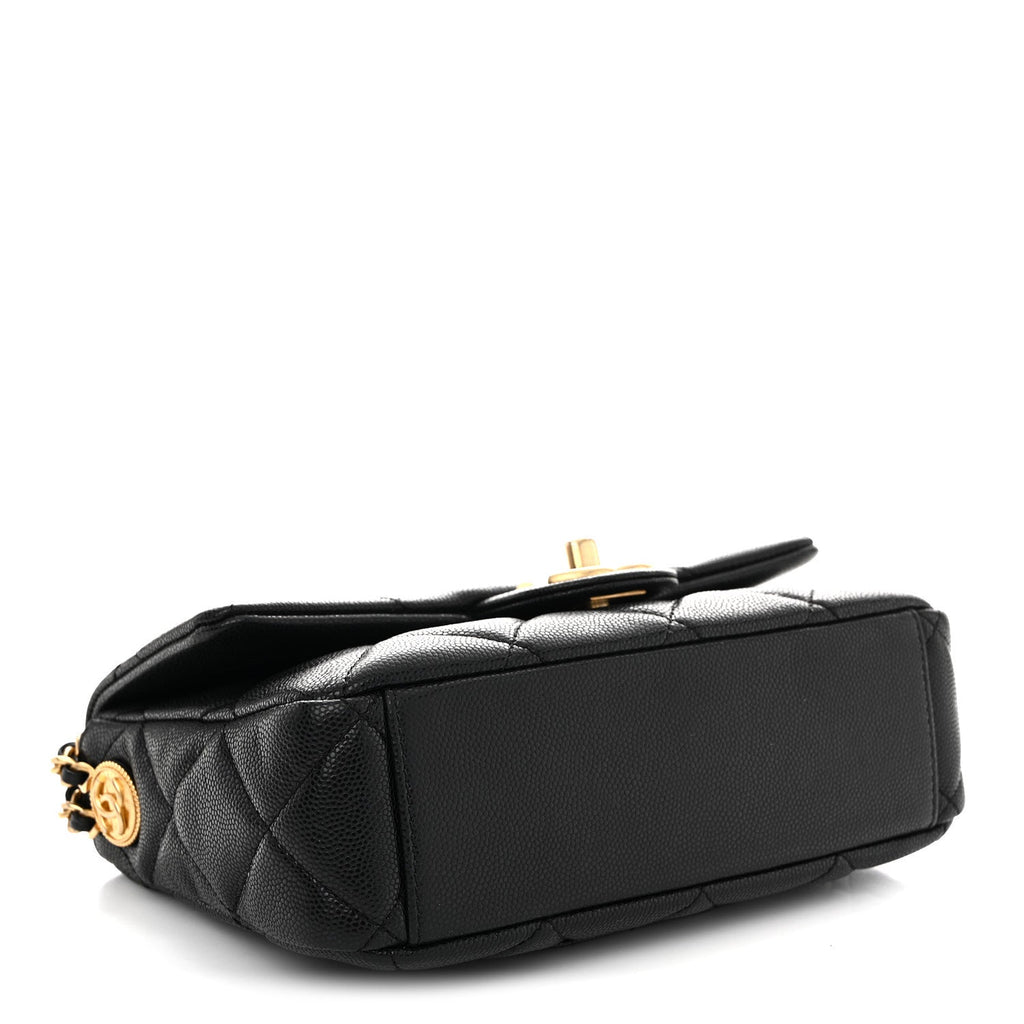 Caviar Quilted Small Twist Your Buttons Flap Black