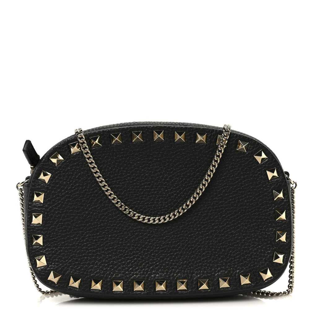 Calfskin Rockstud Mini Crossbody Bag Black