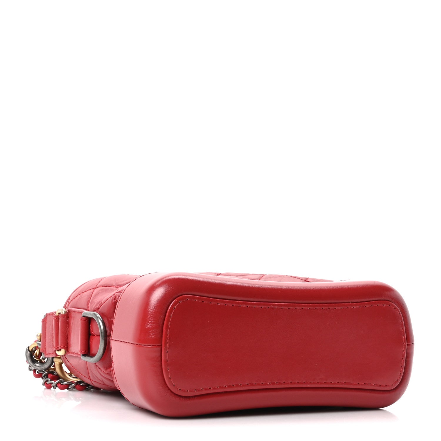 Aged Calfskin Quilted Small Gabrielle Logo Hobo Red