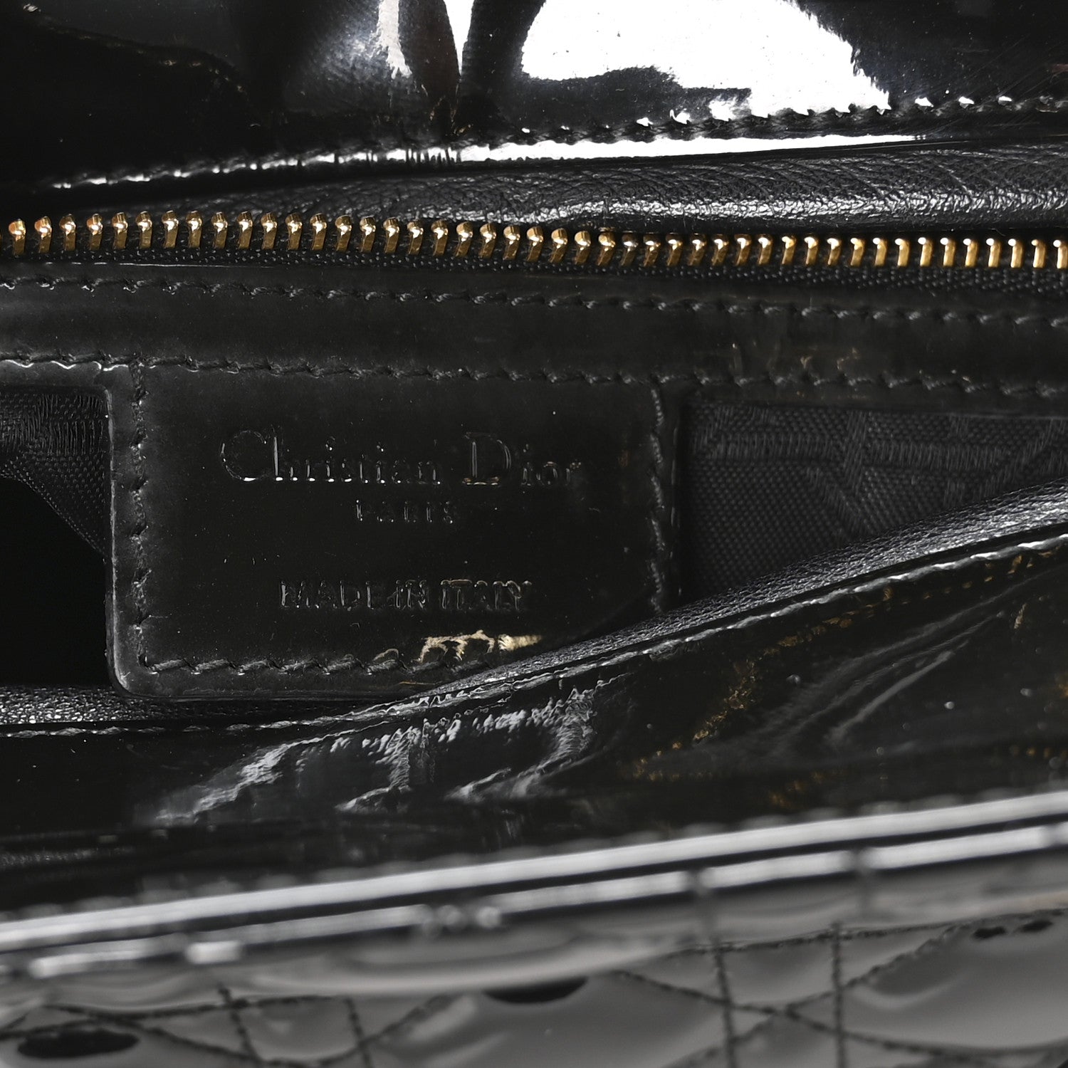 Patent Cannage Large Lady Dior Black