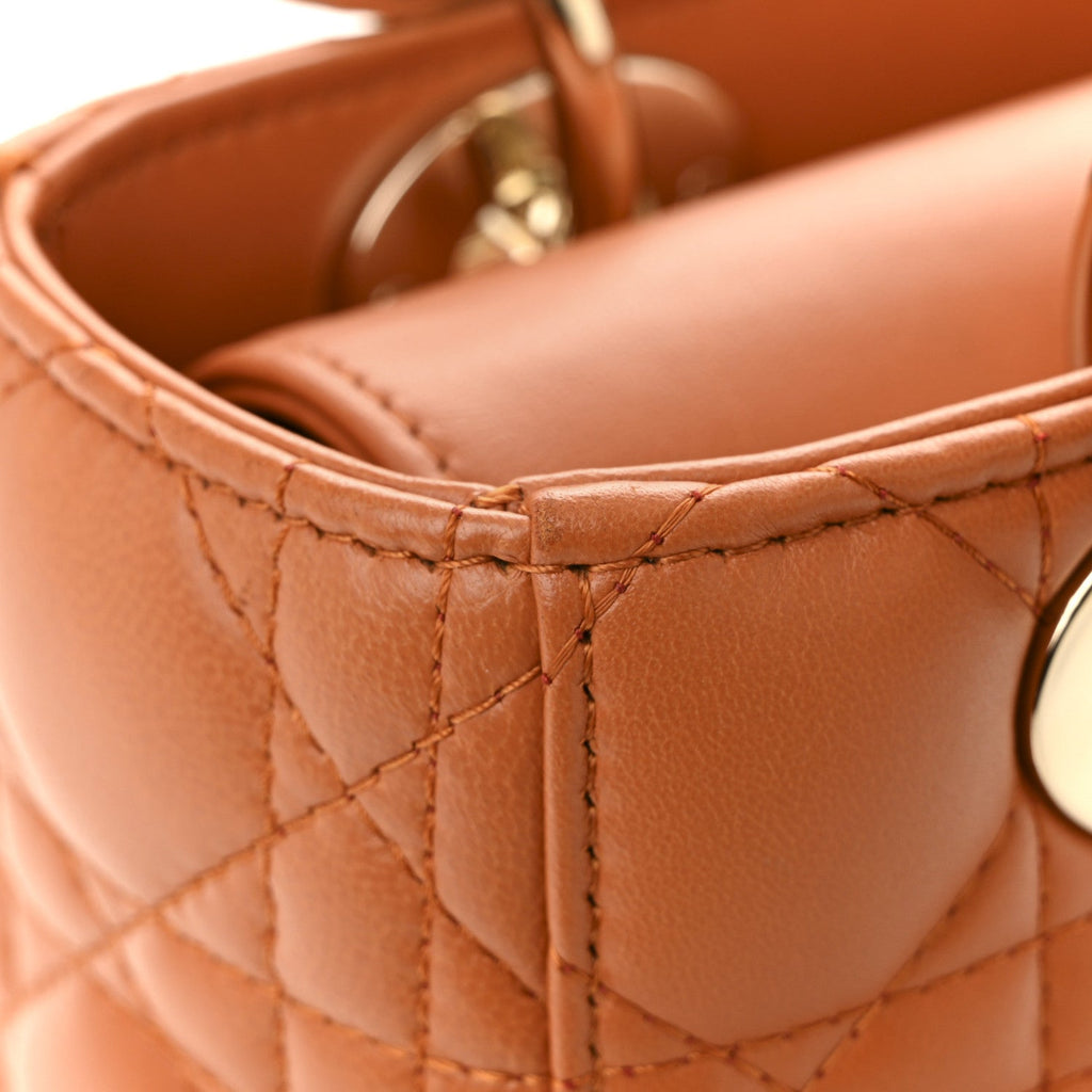 Lambskin Cannage Small Lucky Badges My Lady Dior Orange