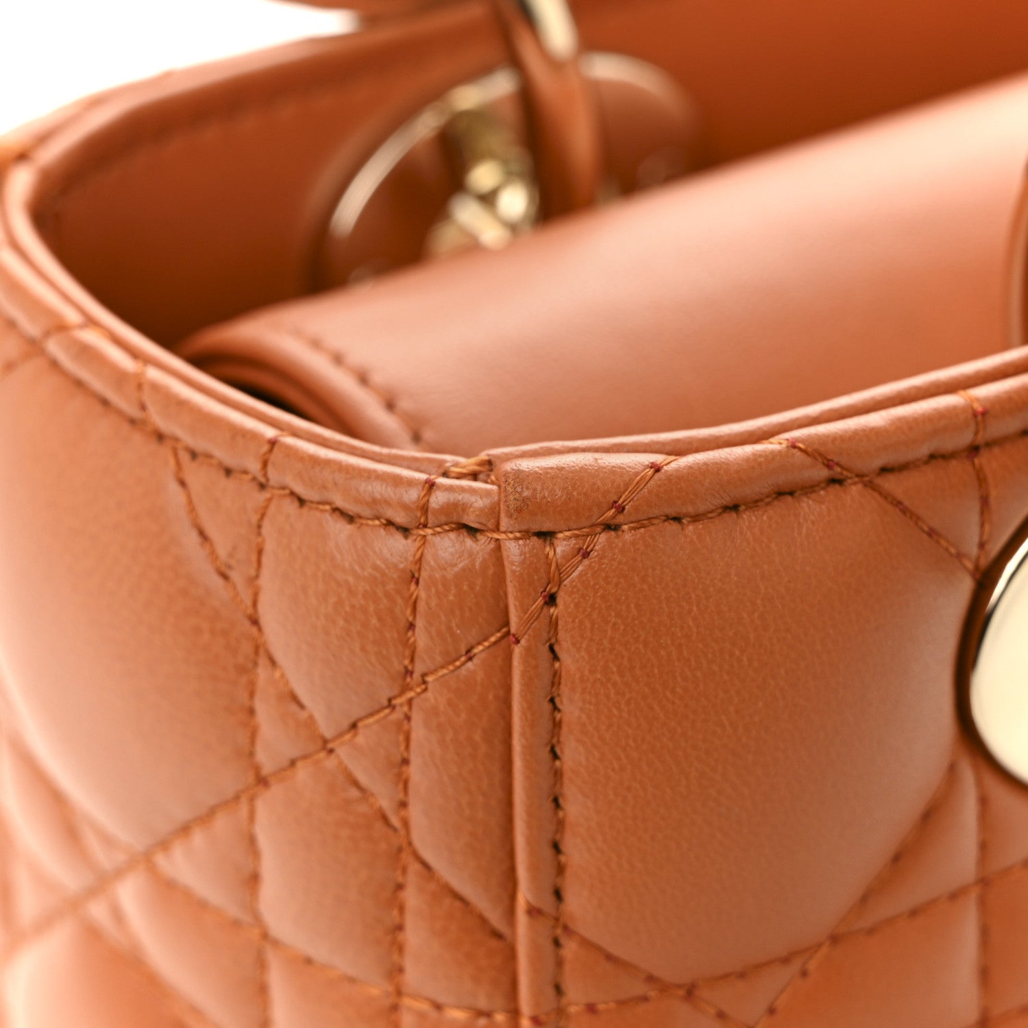 Lambskin Cannage Small Lucky Badges My Lady Dior Orange