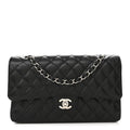 Caviar Quilted Medium Double Flap Black