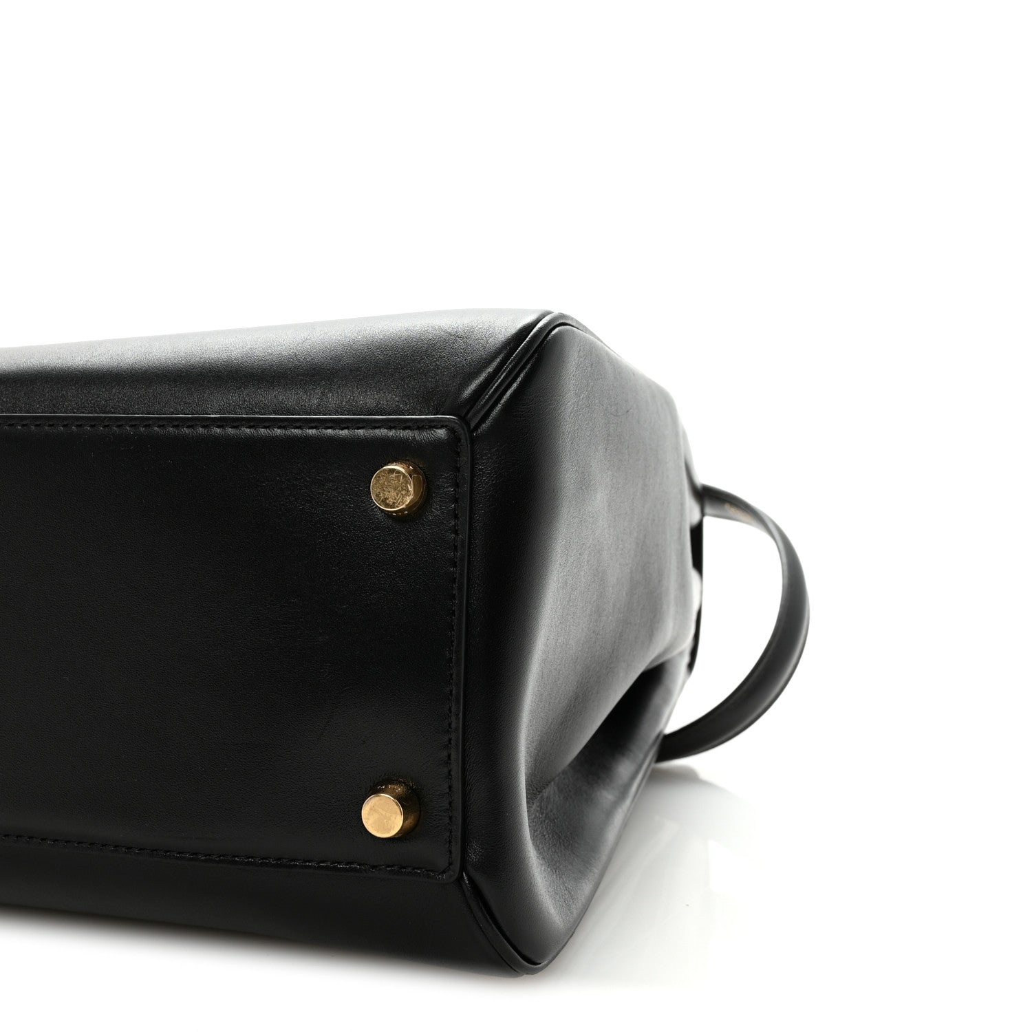 Satinated Calfskin Large 16 Top Handle Bag Black