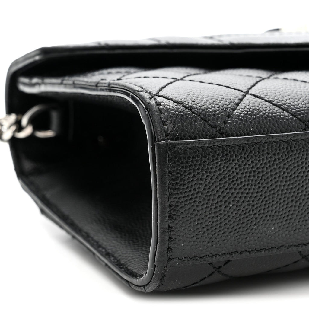 Grain De Poudre Textured Mixed Matelasse Triquilt Small Monogram Satchel Black