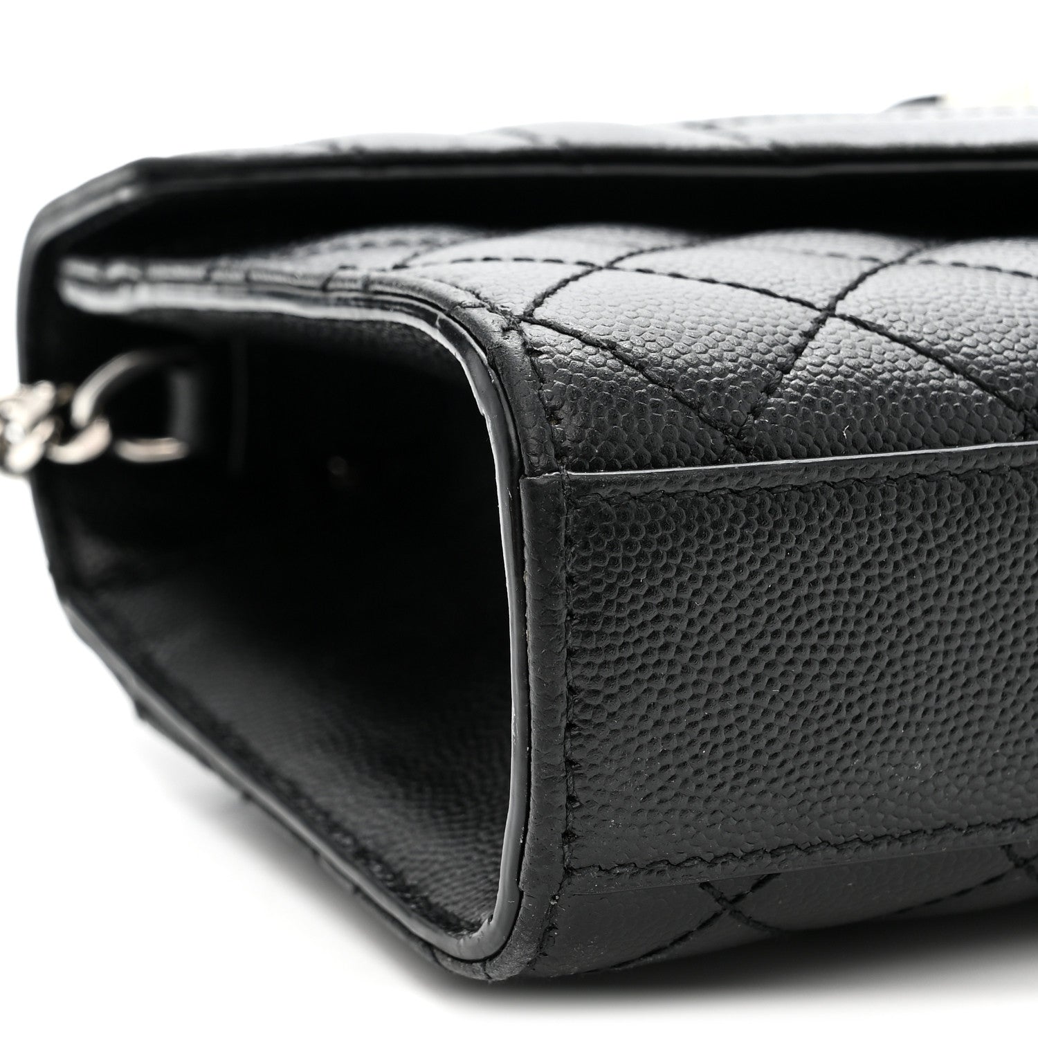 Grain De Poudre Textured Mixed Matelasse Triquilt Small Monogram Satchel Black