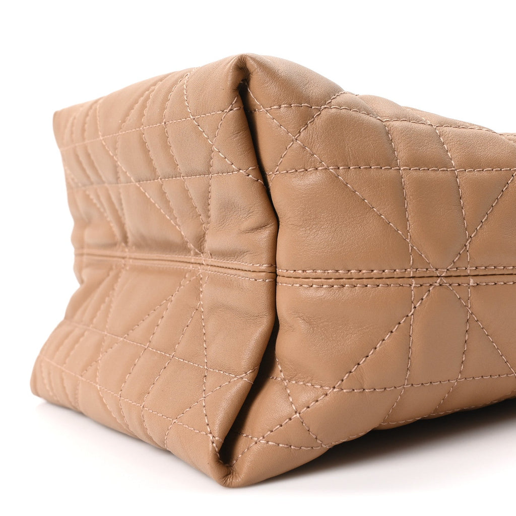 Calfskin Macrocannage Small Toujours Vertical Beige