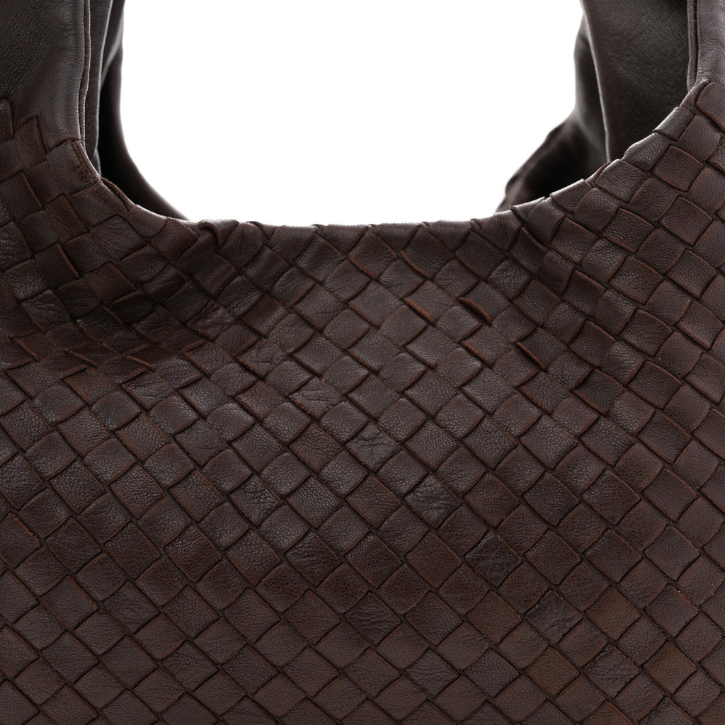 Nappa Intrecciato Medium Campana Hobo Ebano
