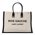 Linen Calfskin Rive Gauche Tote White Black