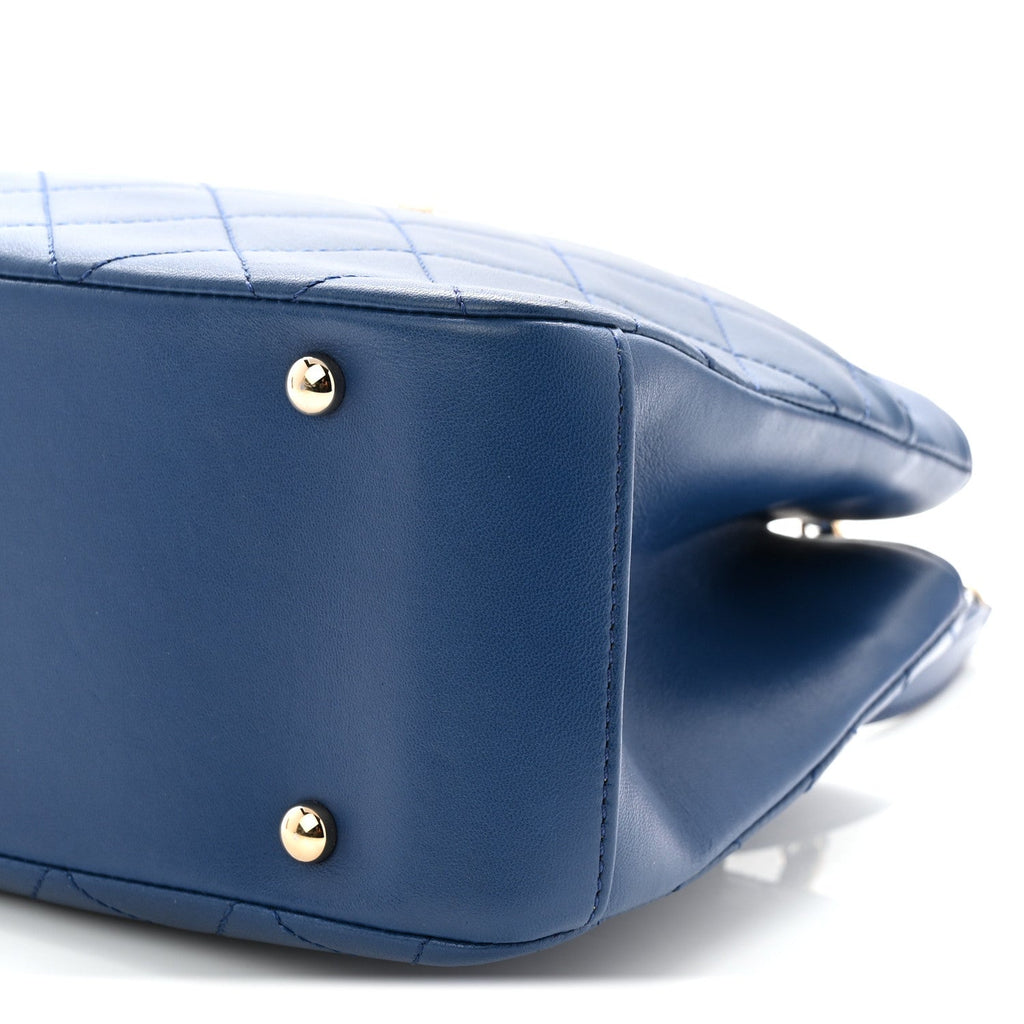 Lambskin Carry Chic Shopping Tote Blue