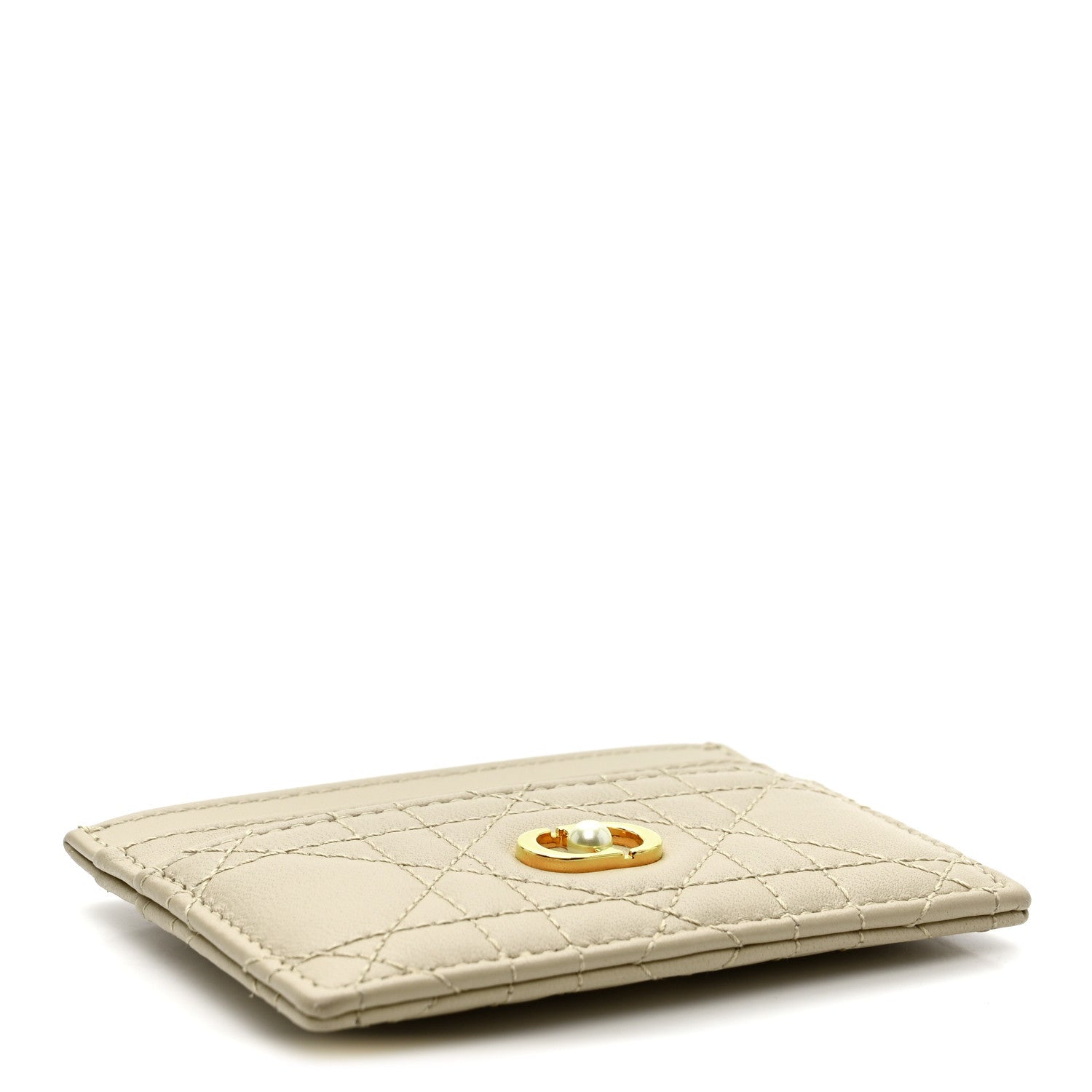 Lambskin Pearl Cannage Dior Jolie Freesia  Holder Powder Beige