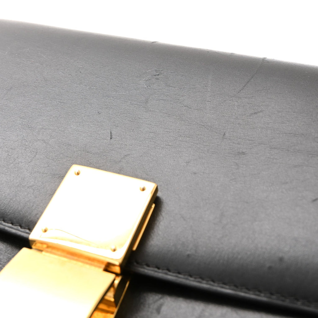Box Calfskin Medium Classic Box Flap Bag Black