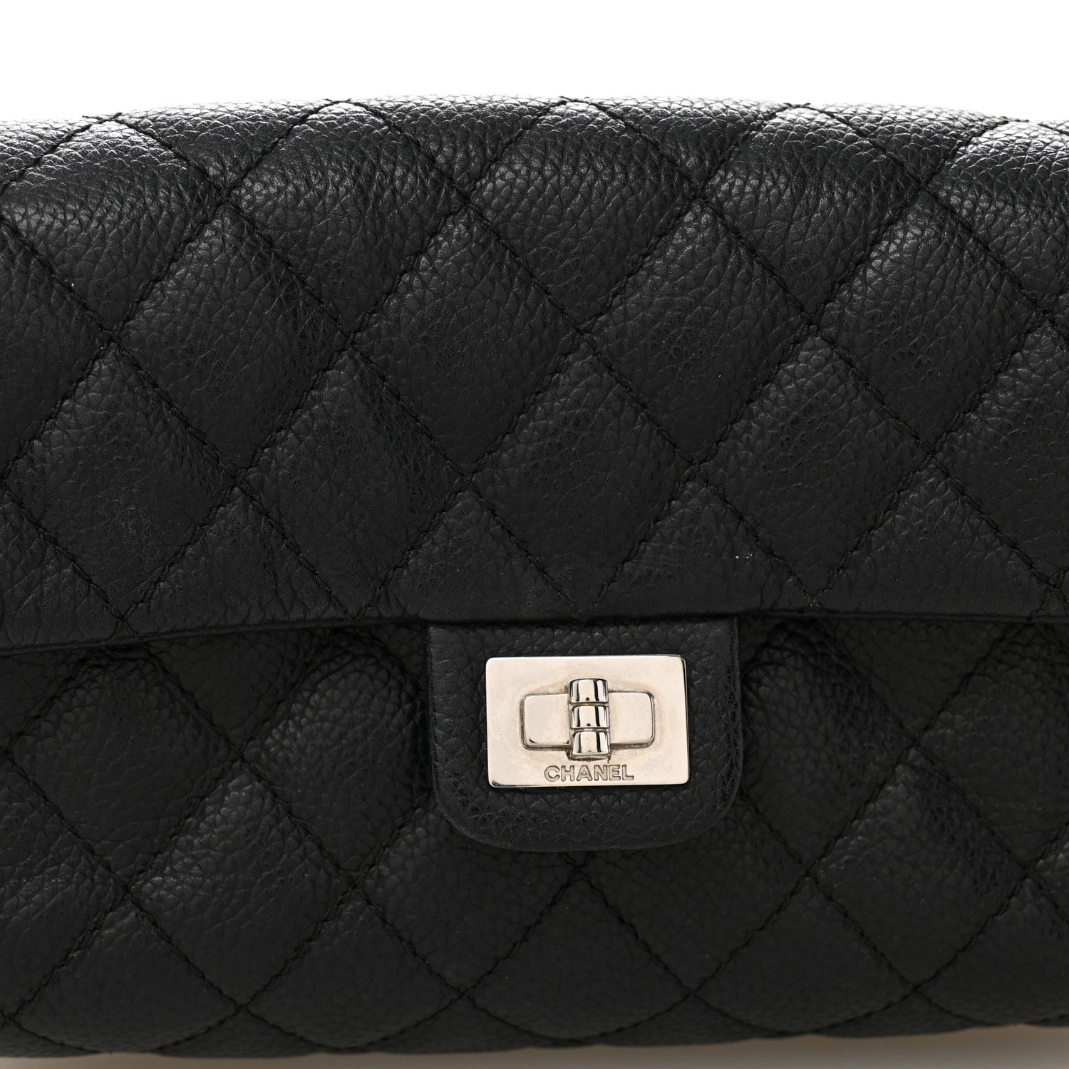 Grained Calfskin Quilted 2.55 Reissue Flap Belt Bag Clutch Black