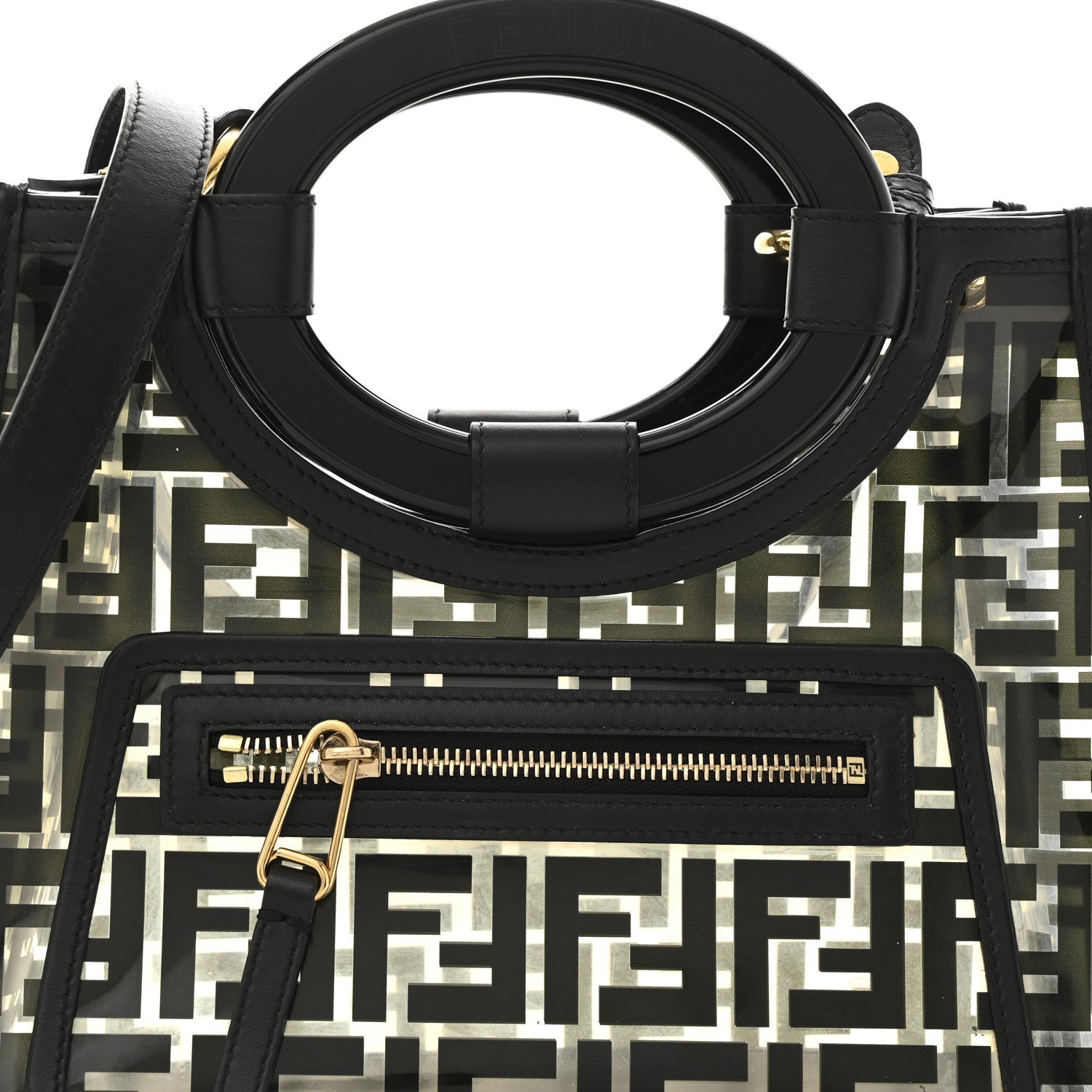 TPU FF Vitello Century Plexiglass Small Runaway Shopper Tote Black