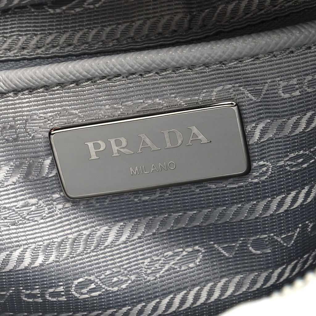 Re-Nylon Vela Saffiano Pocket Double Buckle Messenger Shoulder Bag Fiordaliso