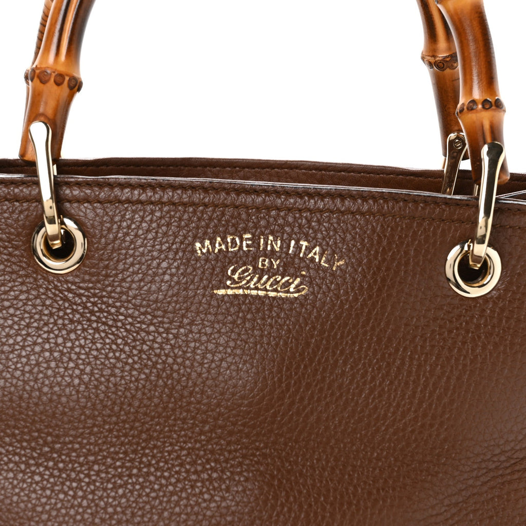 Calfskin Small Bamboo Shopper Tote Acero
