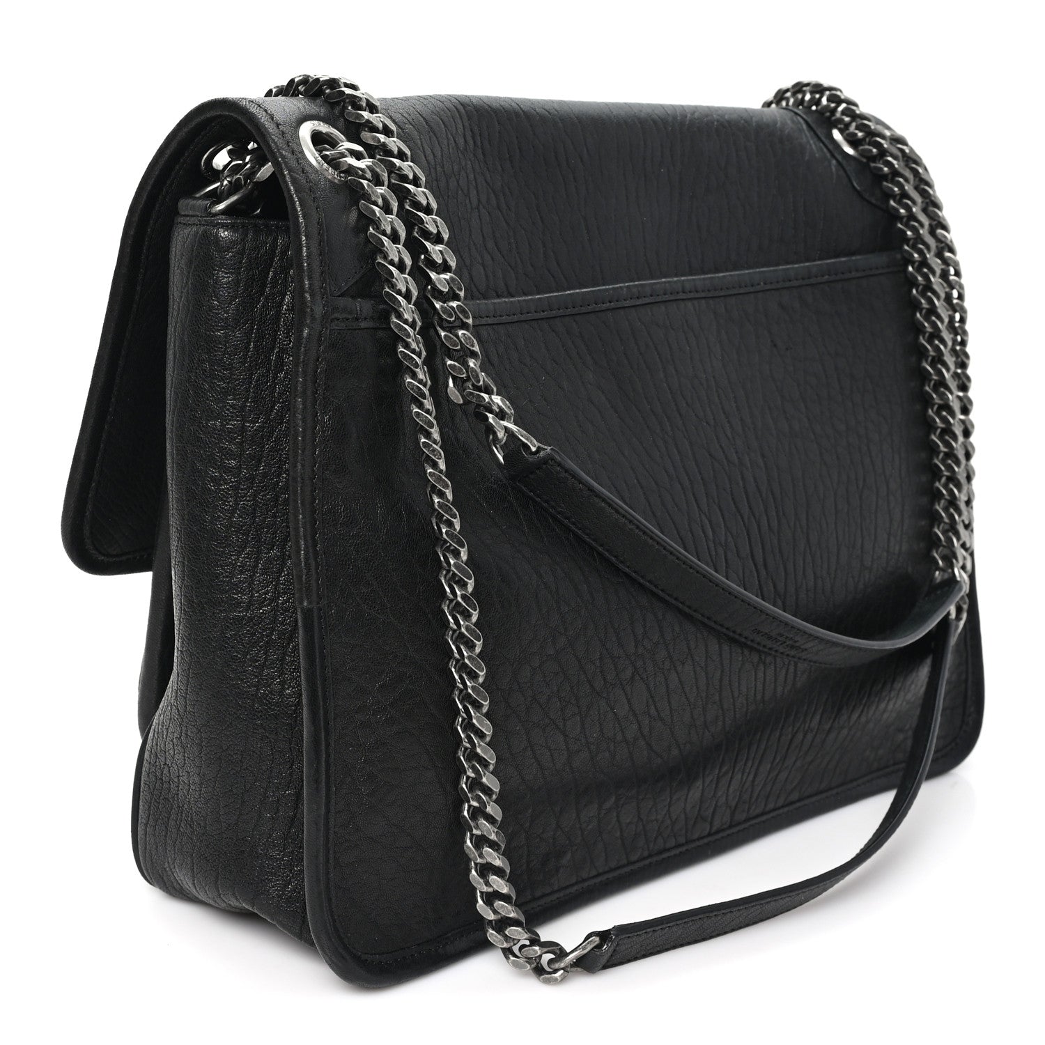 Grained Lambskin Monogram Large Niki Chain Satchel Black