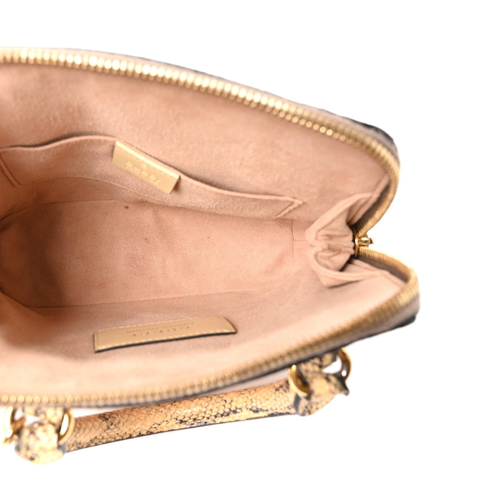 Snakeskin Boarded Plutone Calfskin Mini Horsebit 1955 Top Handle Bag Wild Rose Beige