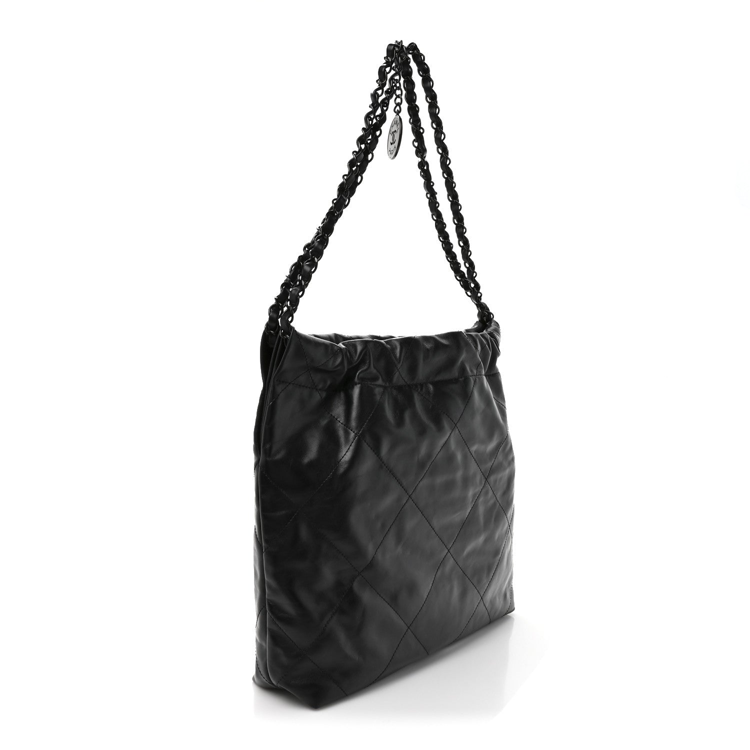 Shiny Calfskin Quilted Small Chanel 22 So Black