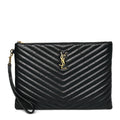 Calfskin Matelasse Monogram Cassandre Tablet Pouch Black
