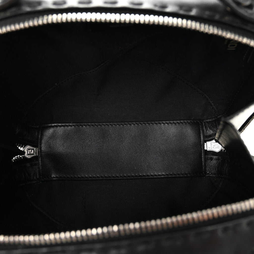 Recycled Fabric Jacquard Vitello Astro FF 1974 Mini Suitcase Bag Asfalto Black