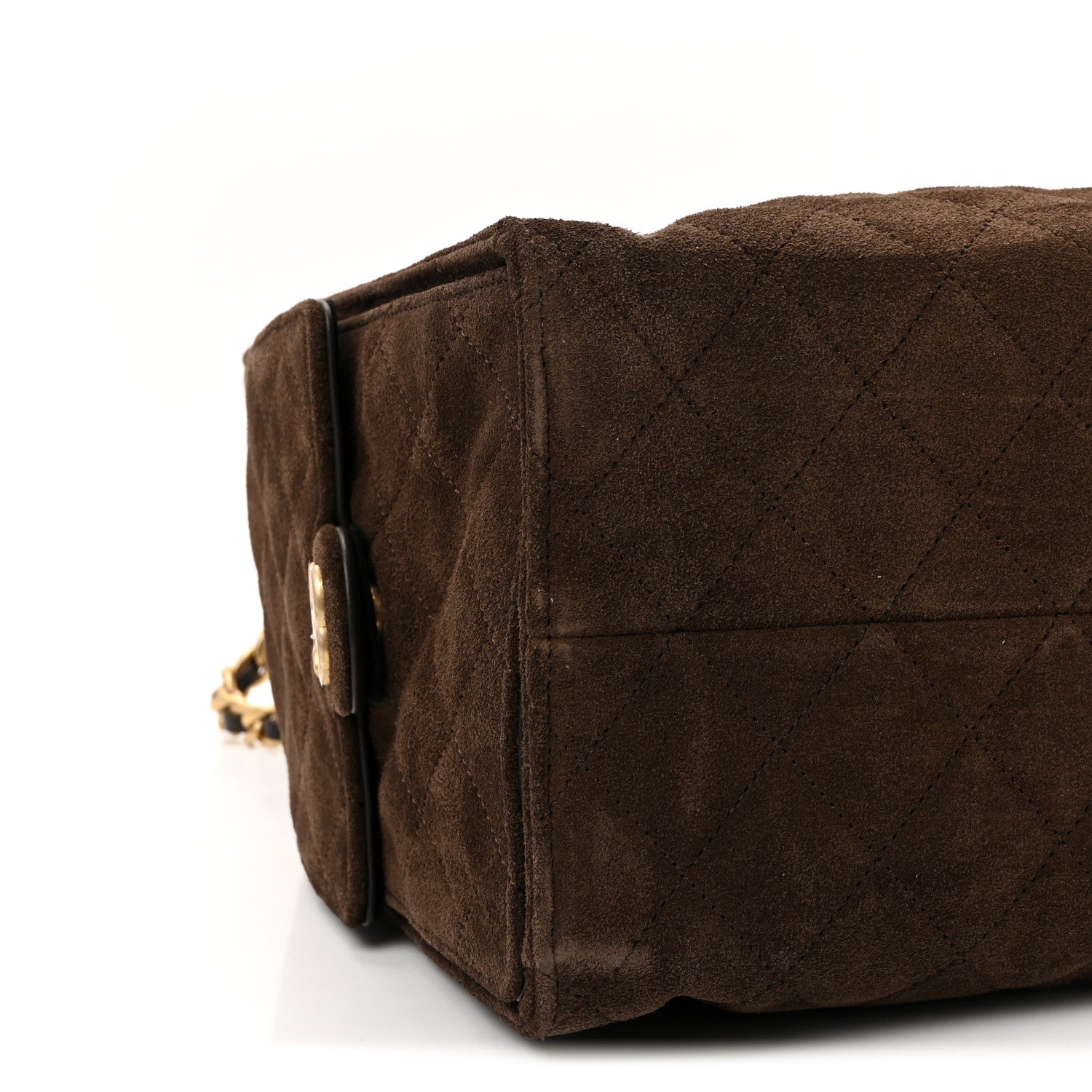 Suede Quilted Medium Chanel 25 Handbag Dark Brown