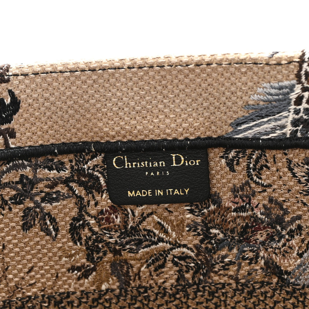 Canvas Embroidered Jardin D'Hiver Medium Book Tote Beige Multicolor