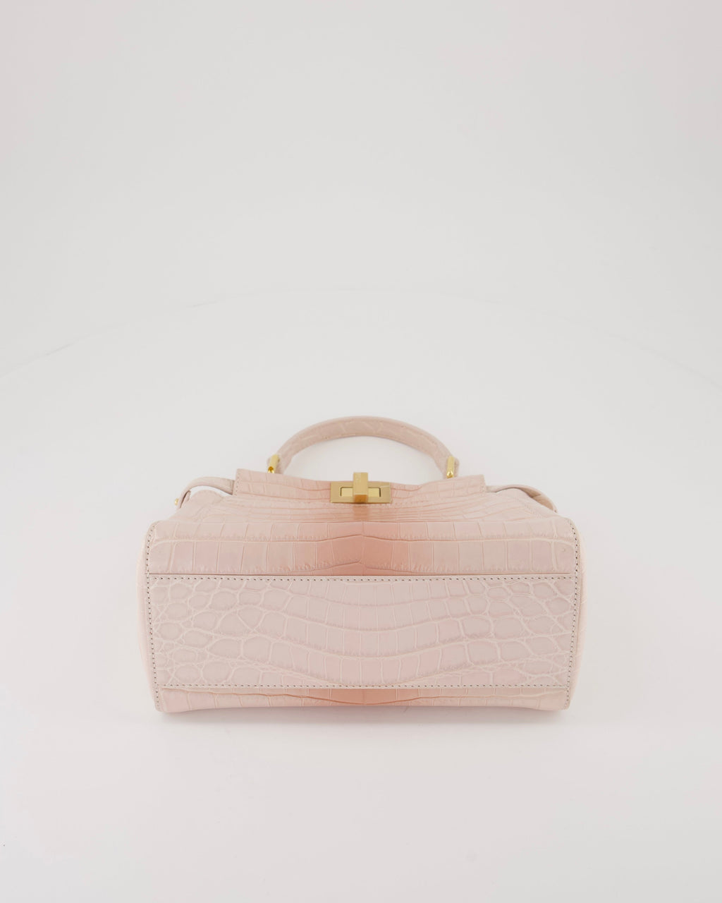 Fendi Mini Peekaboo in Egg Shell & Rose Niloticus Crocodile Leather with Gold Hardware