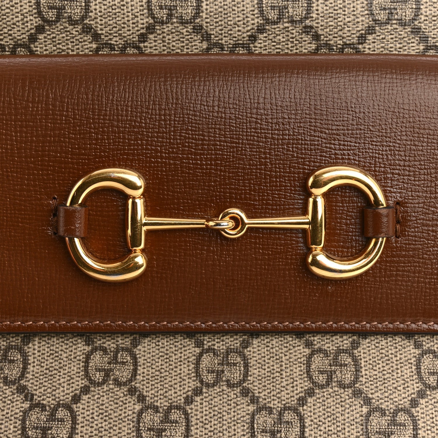 GG Supreme Monogram Small Horsebit 1955 Shoulder Bag Beige Brown Sugar