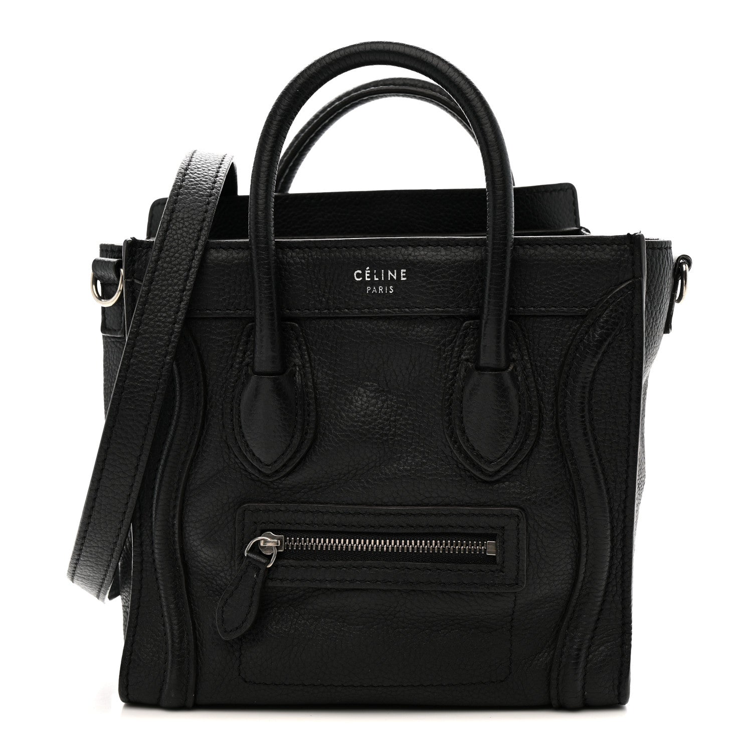 Drummed Calfskin Nano Luggage Black