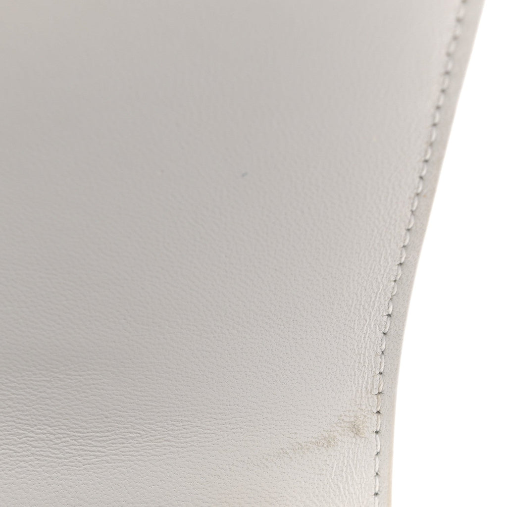 Calfskin Crocodile Embossed Small Hourglass Top Handle Bag White