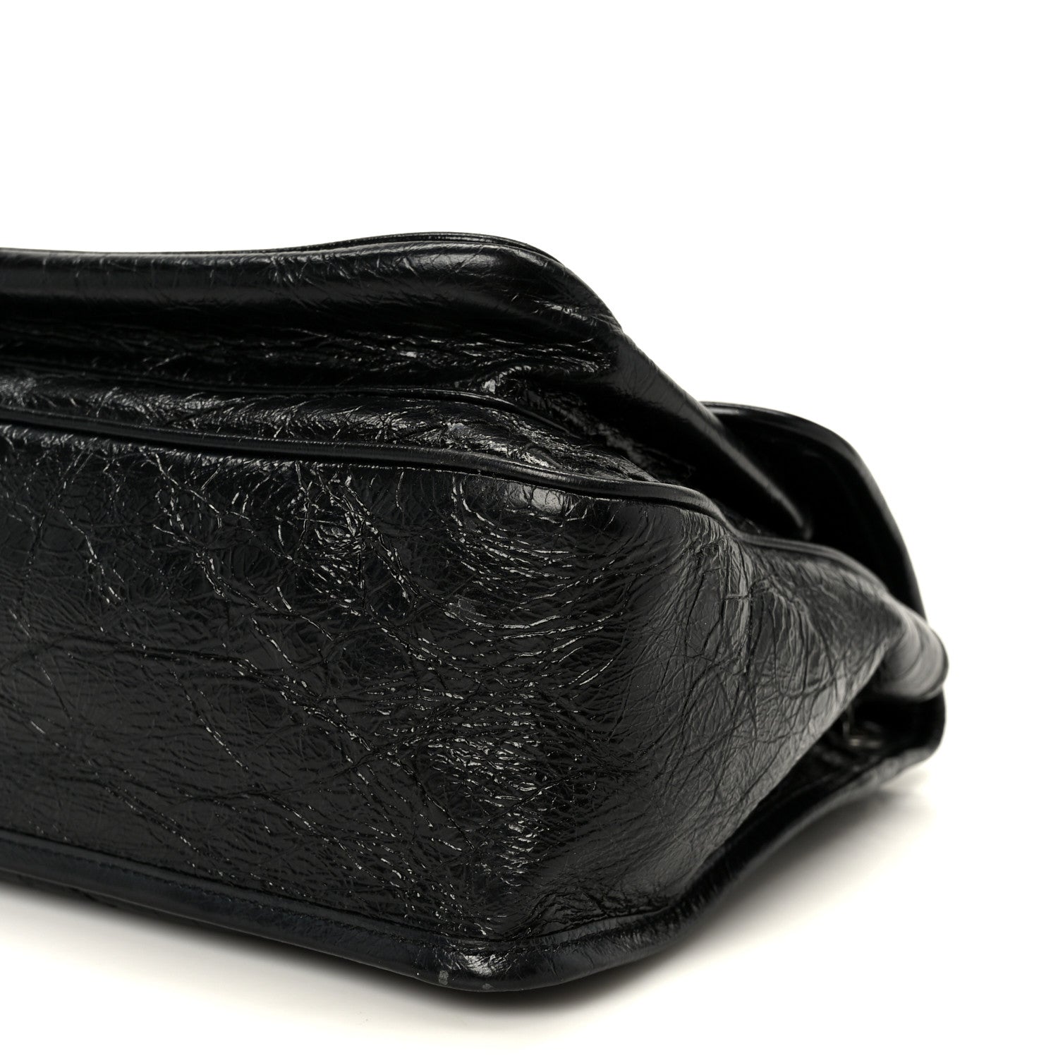 Crinkled Calfskin Matelasse Monogram Medium Niki Chain Satchel Black