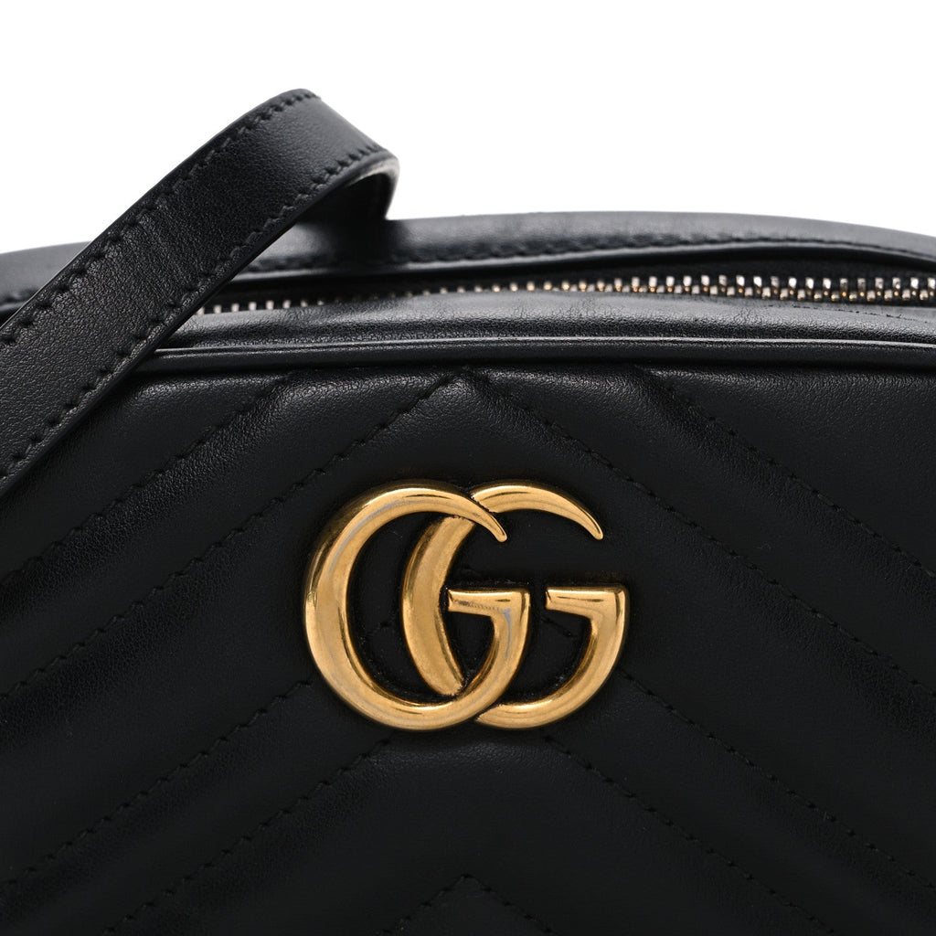 Calfskin Matelasse Mini GG Marmont Chain Shoulder Bag Black