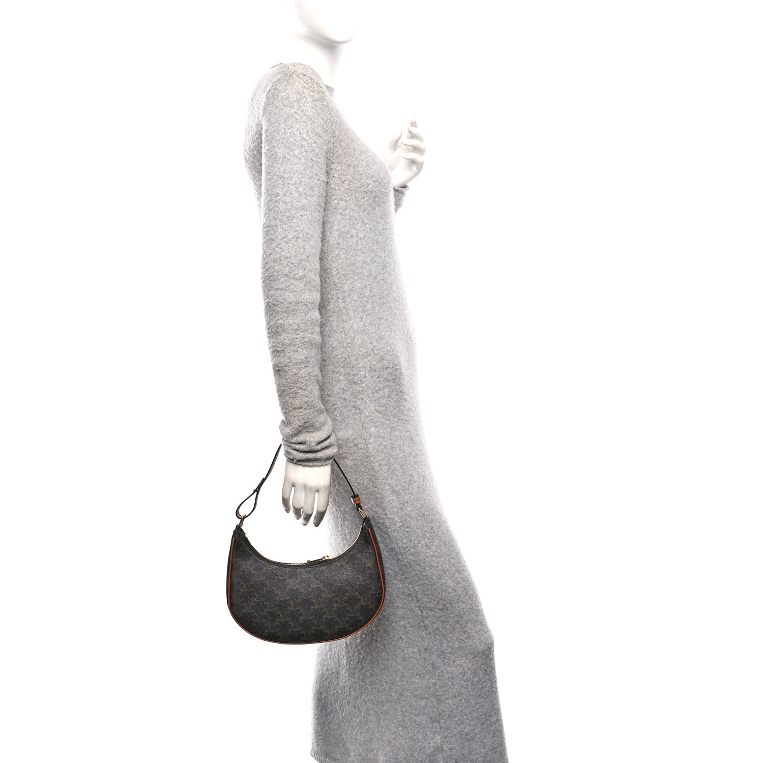 Triomphe Canvas Calfskin Ava Shoulder Bag Tan