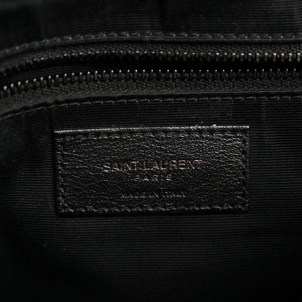 Calfskin Y Quilted Monogram Large Loulou Chain Satchel Black