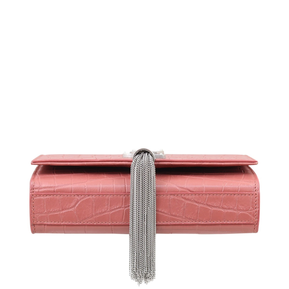 Saint Laurent Kate Tassel Chain Bag Small Croc-Embossed
