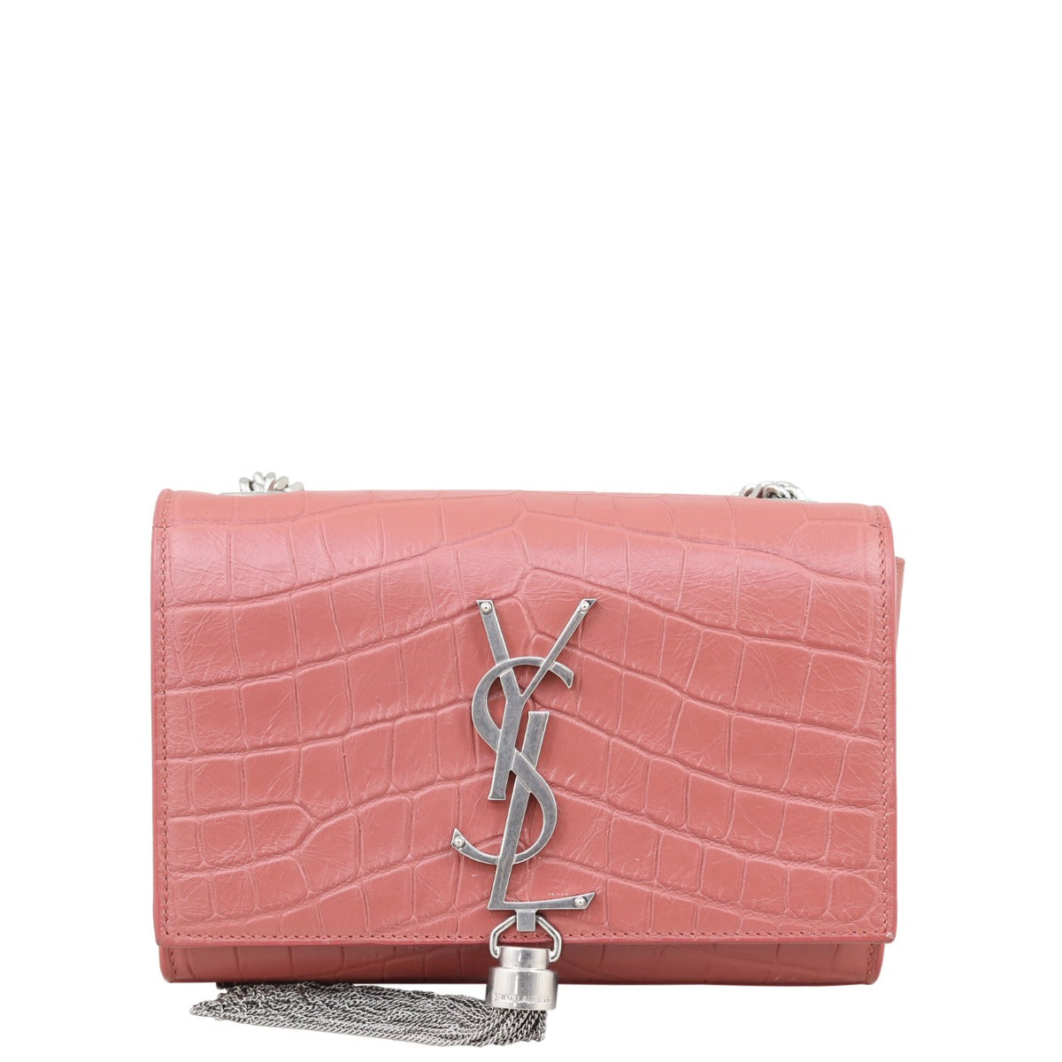 Saint Laurent Kate Tassel Chain Bag Small Croc-Embossed
