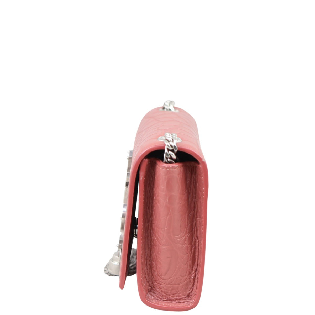 Saint Laurent Kate Tassel Chain Bag Small Croc-Embossed