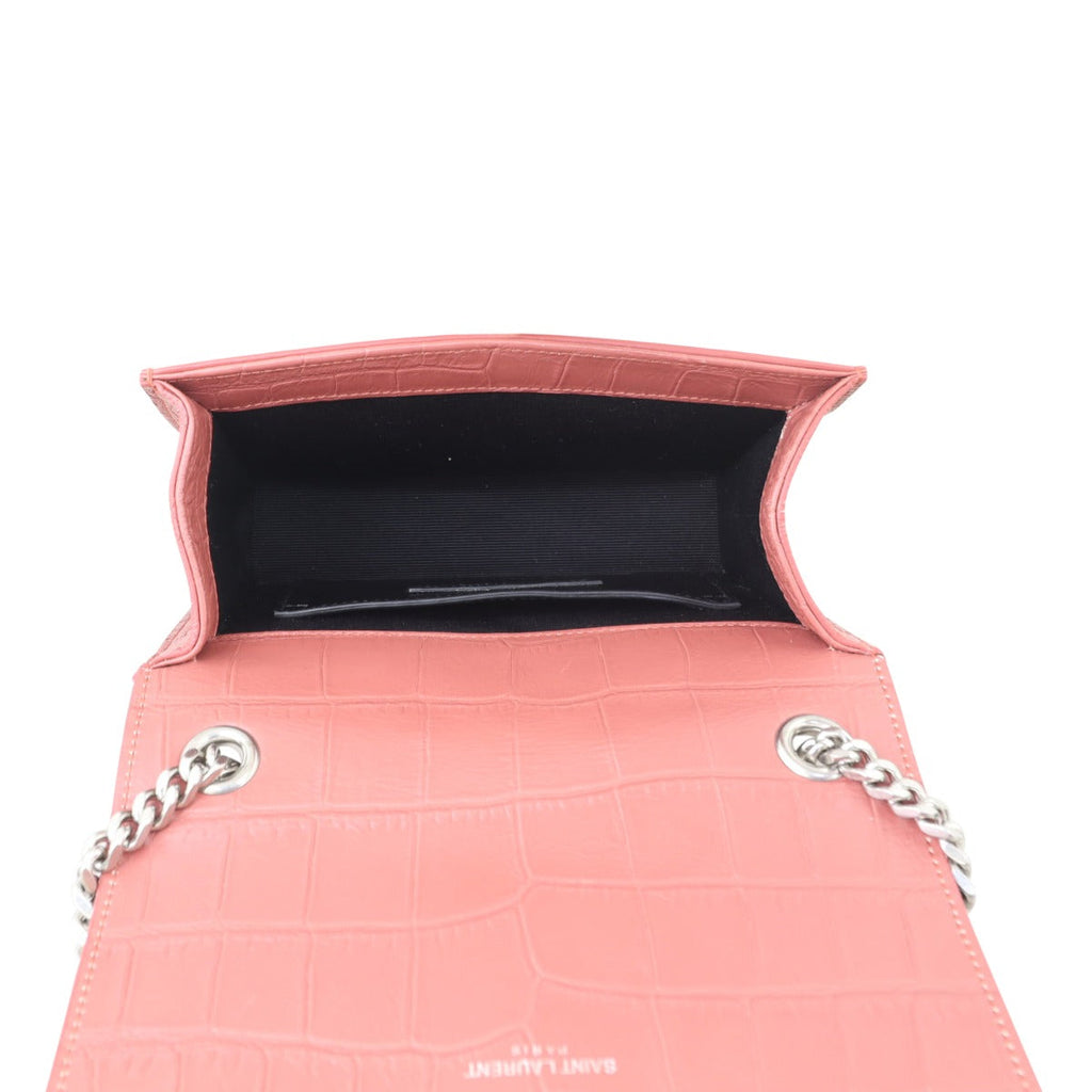 Saint Laurent Kate Tassel Chain Bag Small Croc-Embossed