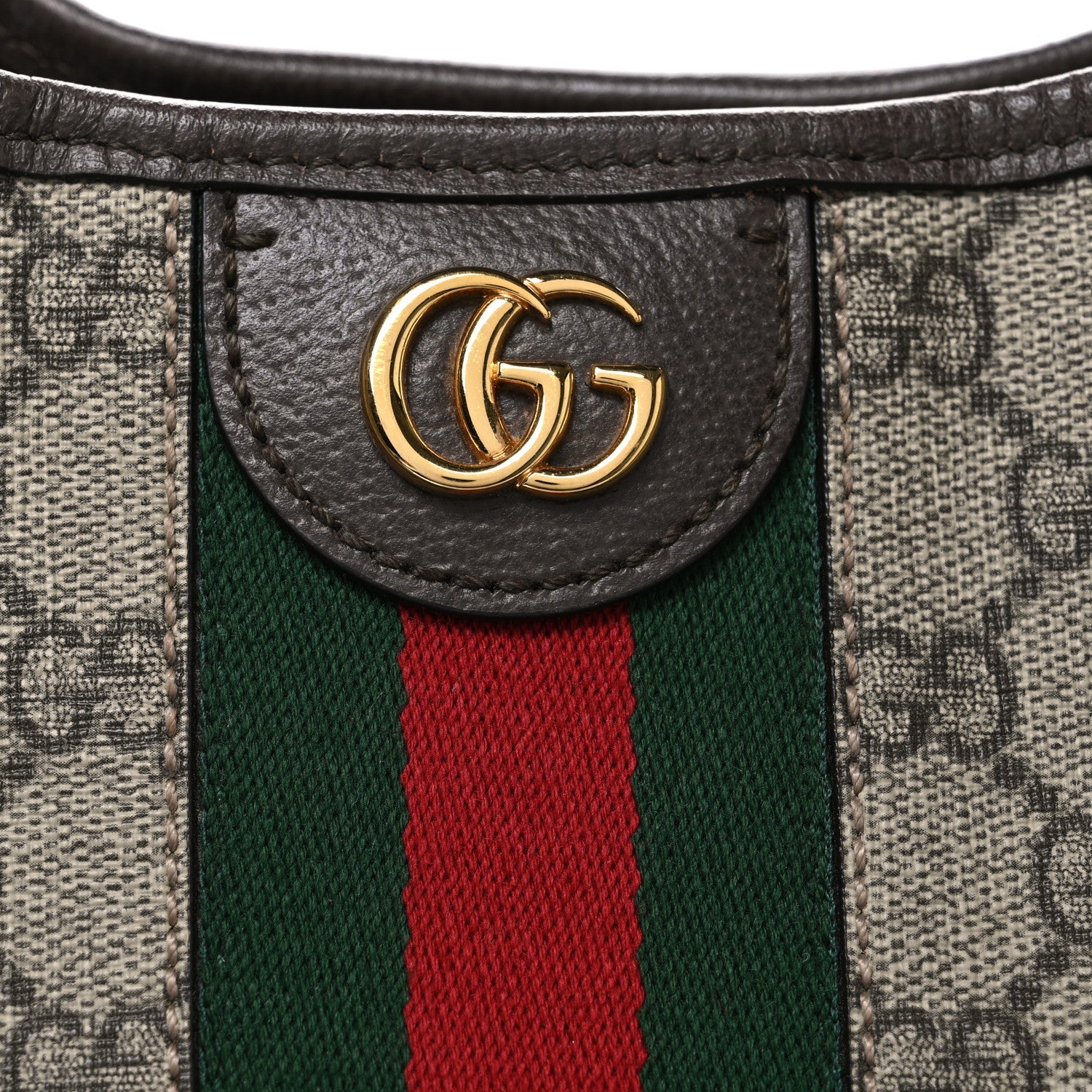 GG Supreme Monogram Textured Dollar Calfskin Web Large Ophidia Bucket Shoulder Bag Beige Ebony New Acero