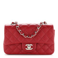Caviar Quilted Mini Rectangular Flap Dark Red
