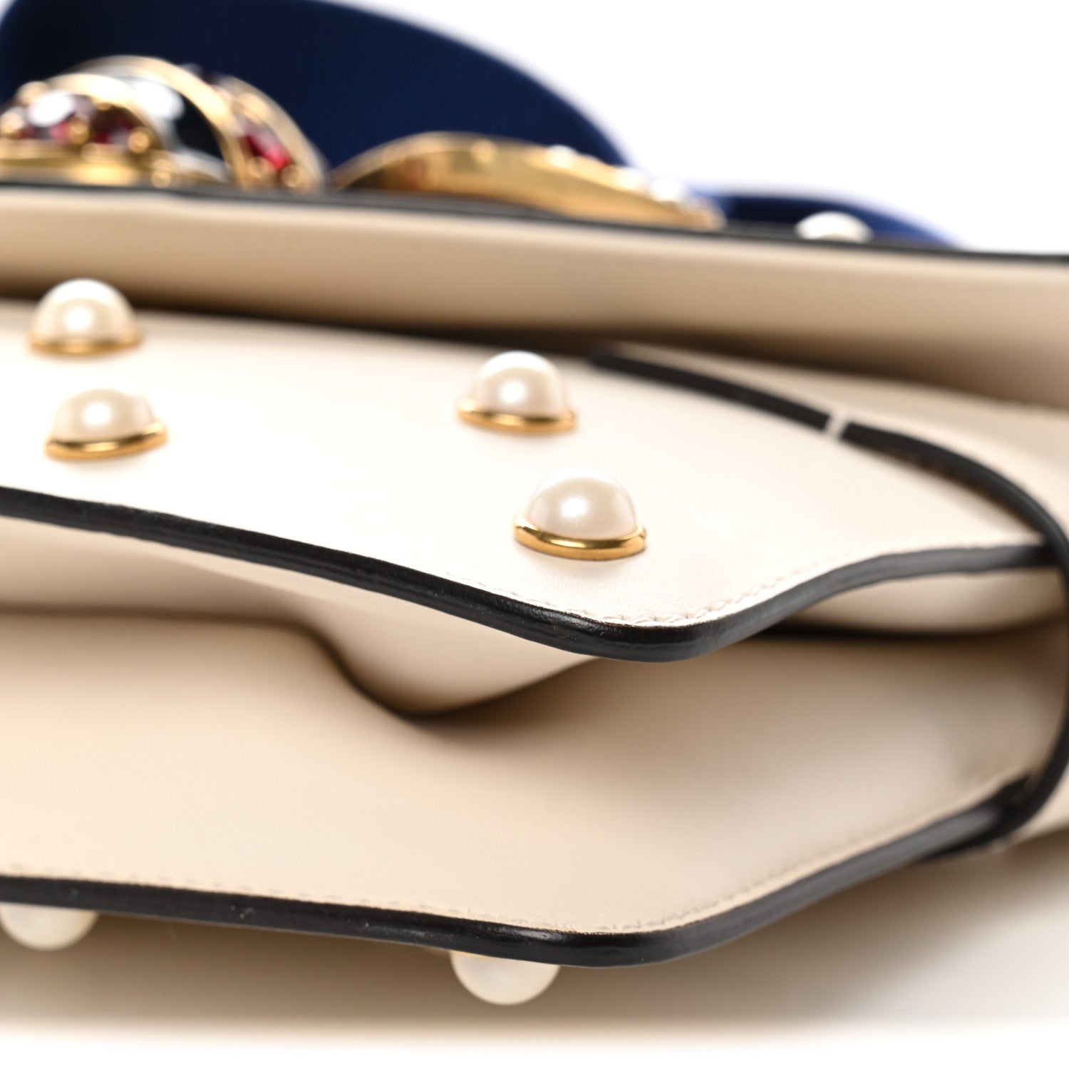 Nappa Pearl Studded Mini Queen Margaret Broadway Shoulder Bag Mystic White